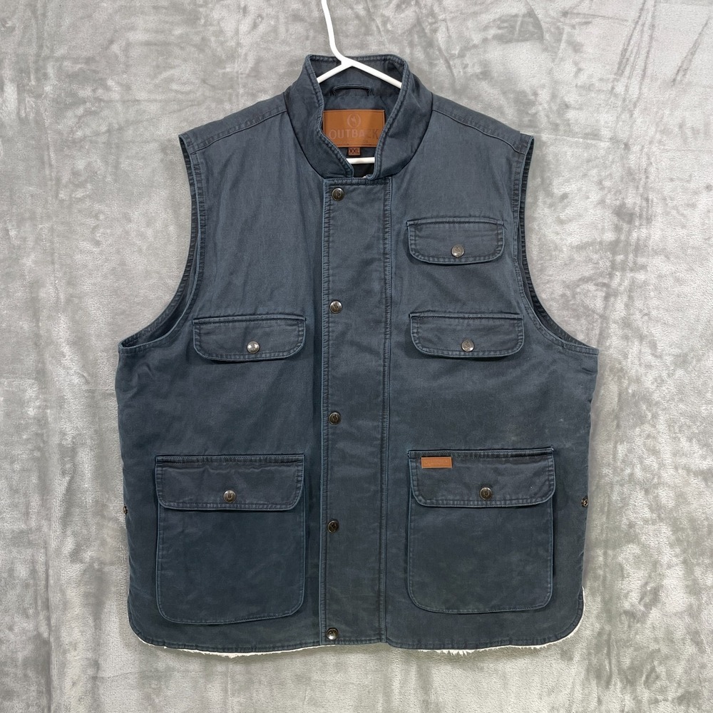 Outback Trading Co. Cobar Vest Jacket Men's XXL Full Zip Blue Sherpa Lined